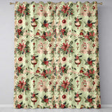 Vintage Christmas Baubles Holly Berries Candy Cane and Snowflakes  Readymade Eyelet Ring Top Thermal 100% Blackout Curtains