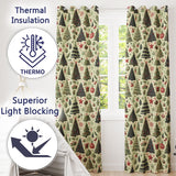Victorian Style Christmas Children Tree Holly and Festive Holiday Elements  Readymade Eyelet Ring Top Thermal 100% Blackout Curtains