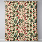 Rustic Santa Claus Christmas Pine Branches Baubles Vintage Holiday  Readymade Eyelet Ring Top Thermal 100% Blackout Curtains