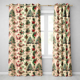 Rustic Santa Claus Christmas Pine Branches Baubles Vintage Holiday  Readymade Eyelet Ring Top Thermal 100% Blackout Curtains