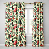 Scandinavian Christmas Trees Baubles Snowflakes Nordic Seamless Pattern  Readymade Eyelet Ring Top Thermal 100% Blackout Curtains