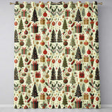 Festive Christmas Stocking Gifts Bells Holly Leaves Seamless Pattern  Readymade Eyelet Ring Top Thermal 100% Blackout Curtains