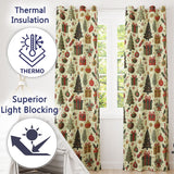 Festive Christmas Stocking Gifts Bells Holly Leaves Seamless Pattern  Readymade Eyelet Ring Top Thermal 100% Blackout Curtains