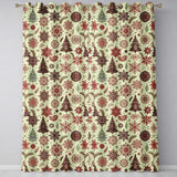 Elegant Snowflake Winter Pattern Pine Trees Red Neutral Seamless Design  Readymade Eyelet Ring Top Thermal 100% Blackout Curtains