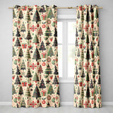 Modern Christmas Trees Gifts Stars Ornaments Festive Seamless Pattern  Readymade Eyelet Ring Top Thermal 100% Blackout Curtains