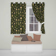 Luxury Gold Christmas Ornaments Lantern Stars Dark Green Seamless Pattern  Readymade Eyelet Ring Top Thermal 100% Blackout Curtains