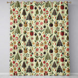 Vintage Christmas Trees Gifts Baubles Candy Cane Festive Seamless Pattern  Readymade Eyelet Ring Top Thermal 100% Blackout Curtains