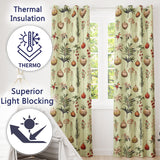 Festive Christmas Stars Holly Leaves Baubles Seamless Pattern  Readymade Eyelet Ring Top Thermal 100% Blackout Curtains