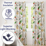 Festive Holly Leaves Bells Pine Branch Confetti Seamless Pattern  Readymade Eyelet Ring Top Thermal 100% Blackout Curtains