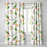 Festive Holly Leaves Bells Pine Branch Confetti Seamless Pattern  Readymade Eyelet Ring Top Thermal 100% Blackout Curtains