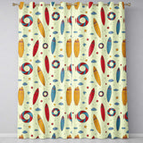 Cute Surfboards Lifebuoys Clouds and Stars Fun Summer Beach Seamless Pattern  Readymade Eyelet Ring Top Thermal 100% Blackout Curtains