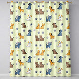 Cute Dogs and Cats with Paw Prints Playful Pet Seamless Pattern  Readymade Eyelet Ring Top Thermal 100% Blackout Curtains