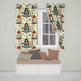 Cute Fairy with Mushrooms Butterflies Autumn Leaves Seamless Pattern  Readymade Eyelet Ring Top Thermal 100% Blackout Curtains