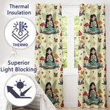 Cute Fairy with Mushrooms Butterflies Autumn Leaves Seamless Pattern  Readymade Eyelet Ring Top Thermal 100% Blackout Curtains