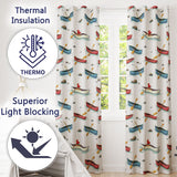 Cute Canoes with Duck Lake Water Adventure Seamless Pattern  Readymade Eyelet Ring Top Thermal 100% Blackout Curtains