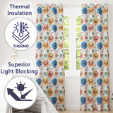 Cute Smiling Balloons Hearts and Stars Fun Party Seamless Pattern  Readymade Eyelet Ring Top Thermal 100% Blackout Curtains