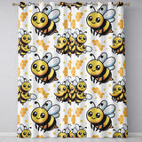 Cute Kawaii Bees Honeycomb Sweet Nature Seamless Pattern  Readymade Eyelet Ring Top Thermal 100% Blackout Curtains