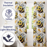 Cute Kawaii Bees Honeycomb Sweet Nature Seamless Pattern  Readymade Eyelet Ring Top Thermal 100% Blackout Curtains