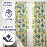 Cute Space Aliens Planets Stars Galaxy Fun Seamless Pattern  Readymade Eyelet Ring Top Thermal 100% Blackout Curtains