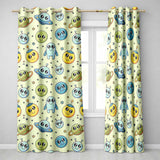 Cute Space Aliens Planets Stars Galaxy Fun Seamless Pattern  Readymade Eyelet Ring Top Thermal 100% Blackout Curtains