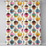 Cute Birthday Cupcakes Candles Sweet Treats Seamless Pattern  Readymade Eyelet Ring Top Thermal 100% Blackout Curtains