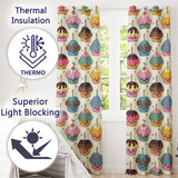 Cute Birthday Cupcakes Candles Sweet Treats Seamless Pattern  Readymade Eyelet Ring Top Thermal 100% Blackout Curtains