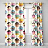 Cute Birthday Cupcakes Candles Sweet Treats Seamless Pattern  Readymade Eyelet Ring Top Thermal 100% Blackout Curtains