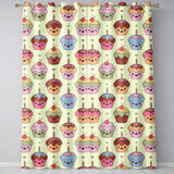 Cute Birthday Cupcakes Sweet Treat Candles Seamless Pattern  Readymade Eyelet Ring Top Thermal 100% Blackout Curtains