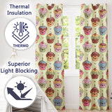 Cute Birthday Cupcakes Sweet Treat Candles Seamless Pattern  Readymade Eyelet Ring Top Thermal 100% Blackout Curtains