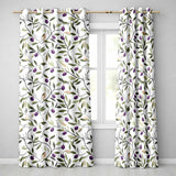 Olive Branch Purple Fruit Botanical Minimal Seamless Pattern  Readymade Eyelet Ring Top Thermal 100% Blackout Curtains