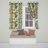 Orange Citrus Fruit Blossom Botanical Seamless Pattern  Readymade Eyelet Ring Top Thermal 100% Blackout Curtains
