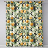 Orange Citrus Fruit Blossom Botanical Seamless Pattern  Readymade Eyelet Ring Top Thermal 100% Blackout Curtains