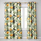 Orange Citrus Fruit Blossom Botanical Seamless Pattern  Readymade Eyelet Ring Top Thermal 100% Blackout Curtains