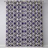 Navy Blue Moroccan Geometric Lattice Elegant Seamless Pattern  Readymade Eyelet Ring Top Thermal 100% Blackout Curtains