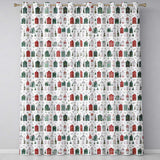 Watercolor Holiday Village Houses Snowy Christmas Town Seamless Pattern  Readymade Eyelet Ring Top Thermal 100% Blackout Curtains