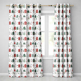 Watercolor Holiday Village Houses Snowy Christmas Town Seamless Pattern  Readymade Eyelet Ring Top Thermal 100% Blackout Curtains