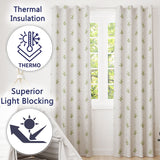 Elegant Tulip Floral Frame Neutral Seamless Pattern  Readymade Eyelet Ring Top Thermal 100% Blackout Curtains