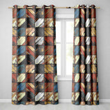 Rustic Multicolor Wood Tile Geometric Patchwork Seamless Pattern  Readymade Eyelet Ring Top Thermal 100% Blackout Curtains