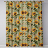 Vintage Sunflower Botanical Rustic Field Seamless Pattern  Readymade Eyelet Ring Top Thermal 100% Blackout Curtains