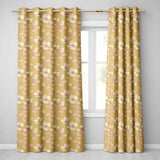 Elegant Beige Floral Line Art Botanical Leaves Seamless Pattern Soft Neutral  Readymade Eyelet Ring Top Thermal 100% Blackout Curtains