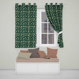 Elegant Dark Teal Floral Wildflower Pattern with Soft Yellow  Seamless Design  Readymade Eyelet Ring Top Thermal 100% Blackout Curtains