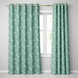 Minimalist Sage Green Floral Bud Pattern with Delicate White Line Art Seamless  Readymade Eyelet Ring Top Thermal 100% Blackout Curtains