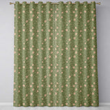 Vintage Olive Floral Vine Pattern with Soft Gold Detailed Flowers Seamless  Readymade Eyelet Ring Top Thermal 100% Blackout Curtains
