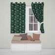 Elegant Deep Green Floral Pattern with Large Gold Line Art Blossoms Seamless  Readymade Eyelet Ring Top Thermal 100% Blackout Curtains