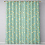 Refined Teal Botanical Pattern with Flowing Gold Floral Line Art Seamless  Readymade Eyelet Ring Top Thermal 100% Blackout Curtains