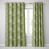 Muted Olive Green Floral Pattern with Elegant Gold Outline Blossoms Seamless  Readymade Eyelet Ring Top Thermal 100% Blackout Curtains