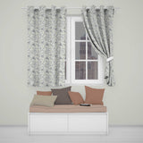 Elegant Beige Botanical Line Art Leaves Pattern with Floral Stems Seamless  Readymade Eyelet Ring Top Thermal 100% Blackout Curtains
