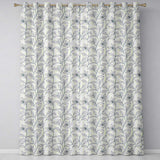 Elegant Beige Botanical Line Art Leaves Pattern with Floral Stems Seamless  Readymade Eyelet Ring Top Thermal 100% Blackout Curtains