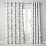 Elegant Beige Botanical Line Art Leaves Pattern with Floral Stems Seamless  Readymade Eyelet Ring Top Thermal 100% Blackout Curtains