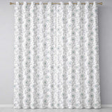 Delicate Neutral Floral Line Art Pattern with Soft Green Flowers Seamless  Readymade Eyelet Ring Top Thermal 100% Blackout Curtains
